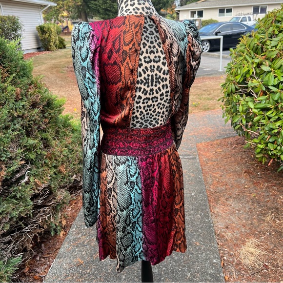 AFRM Violaine Snakeskin print tie dye open back Smock dress Medium - Picture 3 of 5